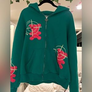 NAMED COLLECTIVE BEAR HOODIE GREEN & PINK